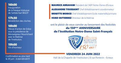 Invitaiton 150 ans NDSF
